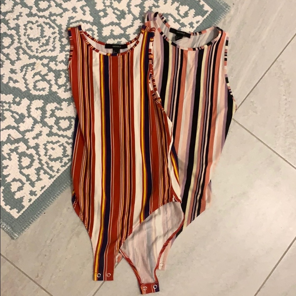 Two Forever21 bodysuits